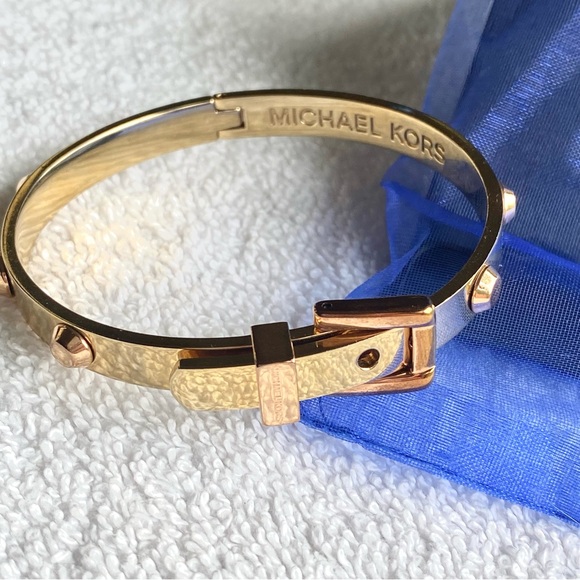 Michael Kors Jewelry - Micheal Kors Gold studded bangle bracelet with belt Buckle style secure closure